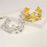 Copper Casual Elegant Flower Plating Bangle main image 6