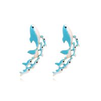 IG Style Simple Style Whale Zinc Alloy Enamel Inlay Rhinestones Women's Ear Studs 1 Pair main image 5