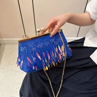 Women's Pu Leather Sequins Classic Style Feather Clipped Button Crossbody Bag main image 2