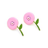 IG Style Sweet Leaf Flower Zinc Alloy Enamel Inlay Artificial Pearls Rhinestones Women's Ear Studs 1 Pair main image 5