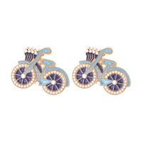 IG Style Bicycle Alloy Enamel Inlay Artificial Pearls Women's Ear Studs 1 Pair main image 5