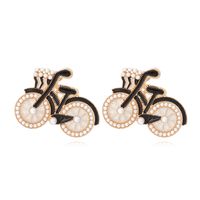 IG Style Bicycle Alloy Enamel Inlay Artificial Pearls Women's Ear Studs 1 Pair sku image 1