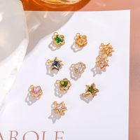 50 PCS/Package 15 * 19mm Metal Zircon 14K Gold Plated Star Flower Polished Pendant main image 4