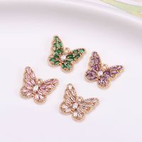 10 PCS/Package 16 * 14mm Copper Zircon Gold Plated Butterfly Polished Pendant main image 1