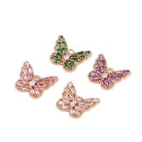 10 PCS/Package 16 * 14mm Copper Zircon Gold Plated Butterfly Polished Pendant main image 5
