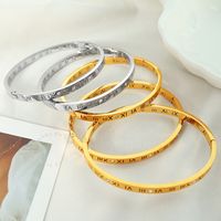 Titanium Steel 18K Gold Plated Vintage Style Simple Style Roman Numeral Zircon Bangle main image 3