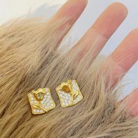 1 Pair Simple Style Rose Plating Copper Zircon 18K Gold Plated Ear Studs main image 1