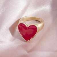 Wholesale Jewelry Casual Simple Style Heart Shape Alloy Enamel Plating Rings sku image 3