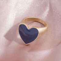 Wholesale Jewelry Casual Simple Style Heart Shape Alloy Enamel Plating Rings sku image 5