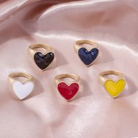 Wholesale Jewelry Casual Simple Style Heart Shape Alloy Enamel Plating Rings main image 1