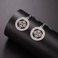 Simple Style Witches Knot Stainless Steel Plating Hollow Out Inlay Zircon Drop Earrings 1 Pair main image 5