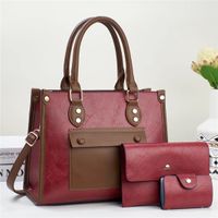 Women's Medium Pu Leather Color Block Classic Style Square Zipper Handbag main image 2