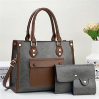 Women's Medium Pu Leather Color Block Classic Style Square Zipper Handbag main image 3