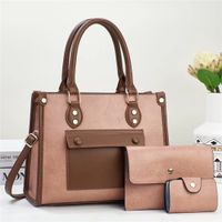 Women's Medium Pu Leather Color Block Classic Style Square Zipper Handbag sku image 5
