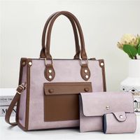 Women's Medium Pu Leather Color Block Classic Style Square Zipper Handbag sku image 1