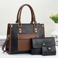 Women's Medium Pu Leather Color Block Classic Style Square Zipper Handbag sku image 6