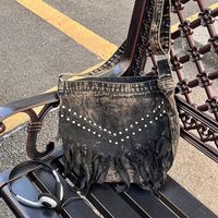 Women's Medium Summer Denim Geometric Streetwear Zipper Shoulder Bag main image 5