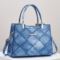 Women's Medium Pu Leather Argyle Classic Style Zipper Handbag main image 6