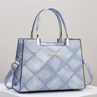Women's Medium Pu Leather Argyle Classic Style Zipper Handbag sku image 2