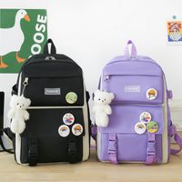 Solid Color Casual School Daily School Backpack main image 4