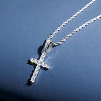 Casual Simple Style Cross Sterling Silver Inlay Zircon Pendant Necklace 1 Piece main image 1