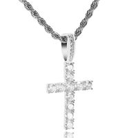 Casual Simple Style Cross Sterling Silver Inlay Zircon Pendant Necklace 1 Piece main image 5