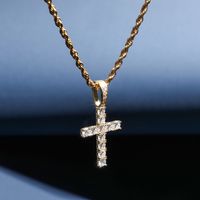 Casual Simple Style Cross Sterling Silver Inlay Zircon Pendant Necklace 1 Piece main image 4