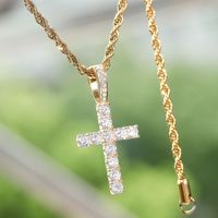 Casual Simple Style Cross Sterling Silver Inlay Zircon Pendant Necklace 1 Piece main image 3