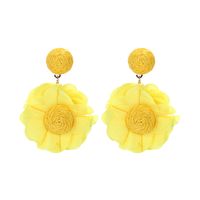 Elegant Sweet Flower Cloth Raffia Women's Drop Earrings 1 Pair sku image 2