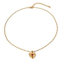 IG Style Heart Shape Stainless Steel Alloy Inlay Zircon Rings Earrings Necklace sku image 2