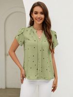 Women's Chiffon Shirt Short Sleeve Blouses Printing Streetwear Heart Shape main image 2