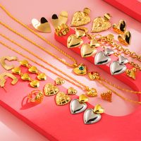 IG Style Heart Shape Stainless Steel Alloy Inlay Zircon Rings Earrings Necklace main image 9