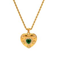 IG Style Heart Shape Stainless Steel Alloy Inlay Zircon Rings Earrings Necklace sku image 1