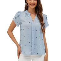 Women's Chiffon Shirt Short Sleeve Blouses Printing Streetwear Heart Shape main image 5