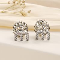 MAMA Simple Style Letter Alloy Hollow Out Inlay Mother'S Day Women's Ear Studs 1 Pair main image 6