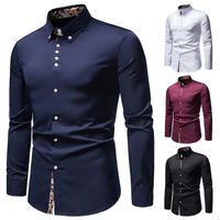 Men's Solid Color Patchwork Blouse Men's Clothing main image 5