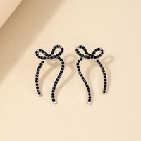 Elegant Shiny Bow Knot Alloy Plating Inlay Rhinestones Women's Ear Studs 1 Pair main image 3