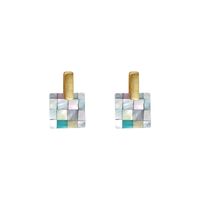 Simple Style Square Shell Inlay Women's Ear Studs 1 Pair sku image 1