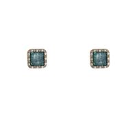 Simple Style Square Copper Inlay Resin Pearl Zircon Ear Studs 1 Pair main image 5