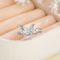 Wholesale Sweet Simple Style Butterfly Copper Polishing Inlay Zircon Open Rings main image 1