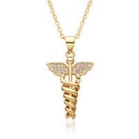 Copper Gold Plated Simple Style Shiny Cross Hollow Out Inlay Zircon Pendant Necklace main image 7