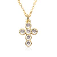 Copper Gold Plated Simple Style Shiny Cross Hollow Out Inlay Zircon Pendant Necklace sku image 9