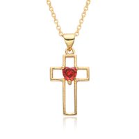 Copper Gold Plated Simple Style Shiny Cross Hollow Out Inlay Zircon Pendant Necklace sku image 6