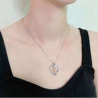 Copper MAMA Simple Style Letter Heart Shape Footprint Hollow Out Inlay Zircon Pendant Necklace main image 5