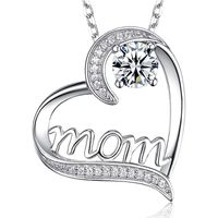 Copper IG Style MAMA Sweet Letter Heart Shape Plating Hollow Out Inlay Zircon Pendant Necklace main image 7