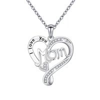 Copper IG Style MAMA Sweet Letter Heart Shape Plating Hollow Out Inlay Zircon Pendant Necklace main image 5