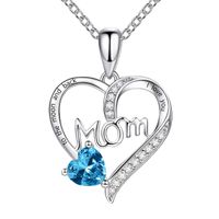 Copper IG Style MAMA Sweet Letter Heart Shape Plating Hollow Out Inlay Zircon Pendant Necklace sku image 5