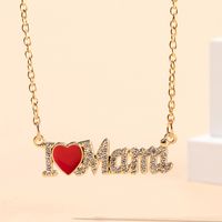 IG Style MAMA Simple Style Letter Heart Shape Alloy Plating Inlay Zircon Mother'S Day Women's Necklace main image 4