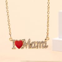 IG Style MAMA Simple Style Letter Heart Shape Alloy Plating Inlay Zircon Mother'S Day Women's Necklace sku image 1