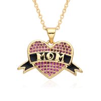 Copper Casual MAMA Simple Style Letter Heart Shape Inlay Zircon Pendant Necklace sku image 3